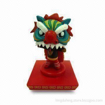 Lion-shaped Plastic Figure/Bobble Head, Can be Used as Seal Stamps, 4.9cm Length